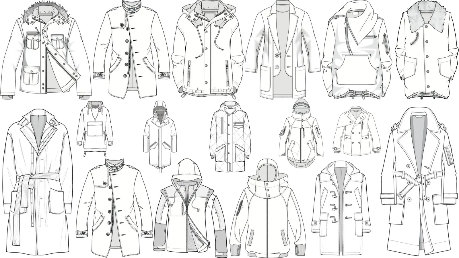 Outerwear Flat Sketch Library