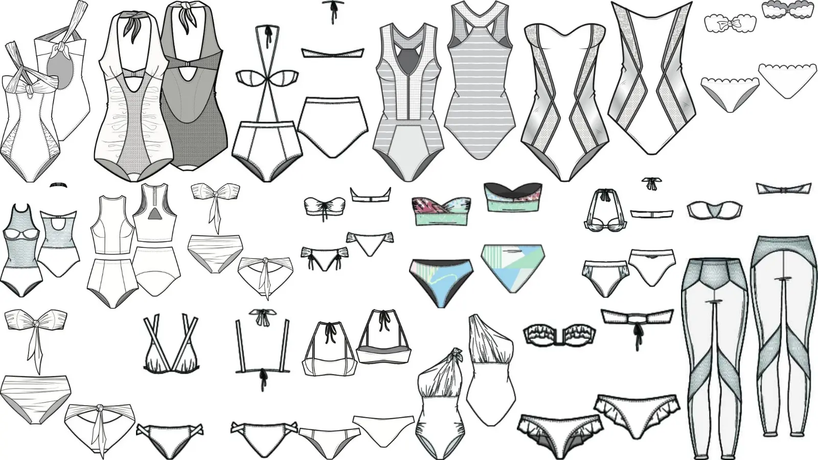 Swimwear Flat Sketch Library