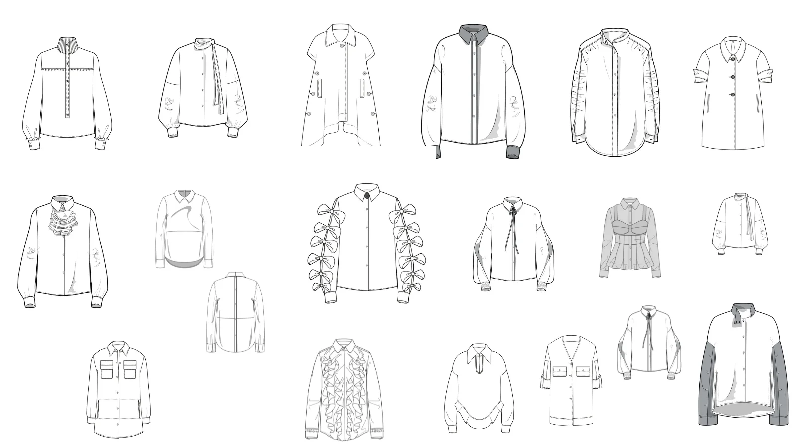 Shirts Flat Sketch Library